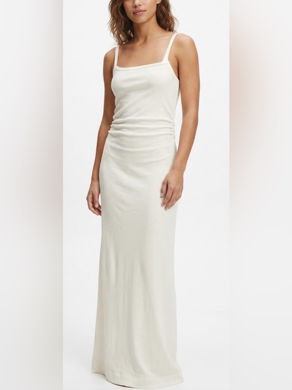 CALVIN KLEIN Womens Ivory White Full Length Slip Dress Size S Long Maxi Coastal